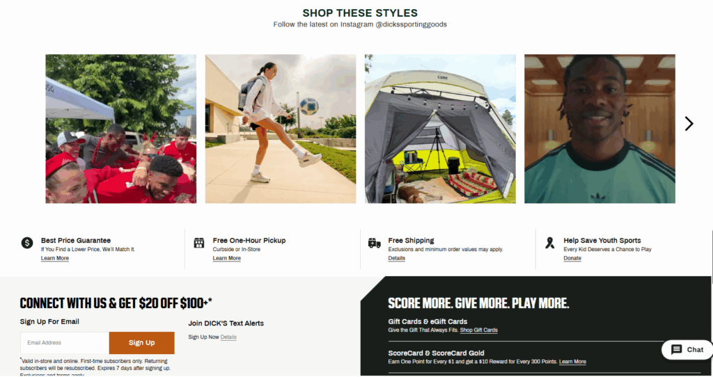 dick's sporting goods instagram wall example