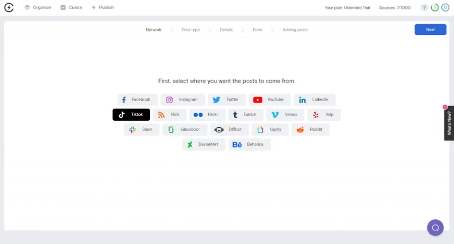 Select source - TikTok