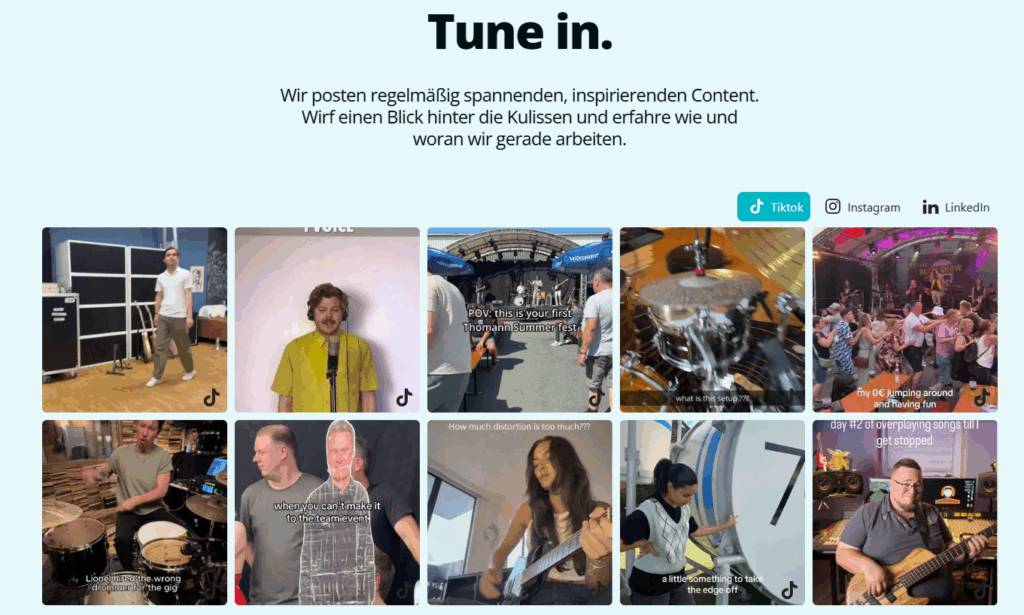 Thomann's embedded TikTok feed