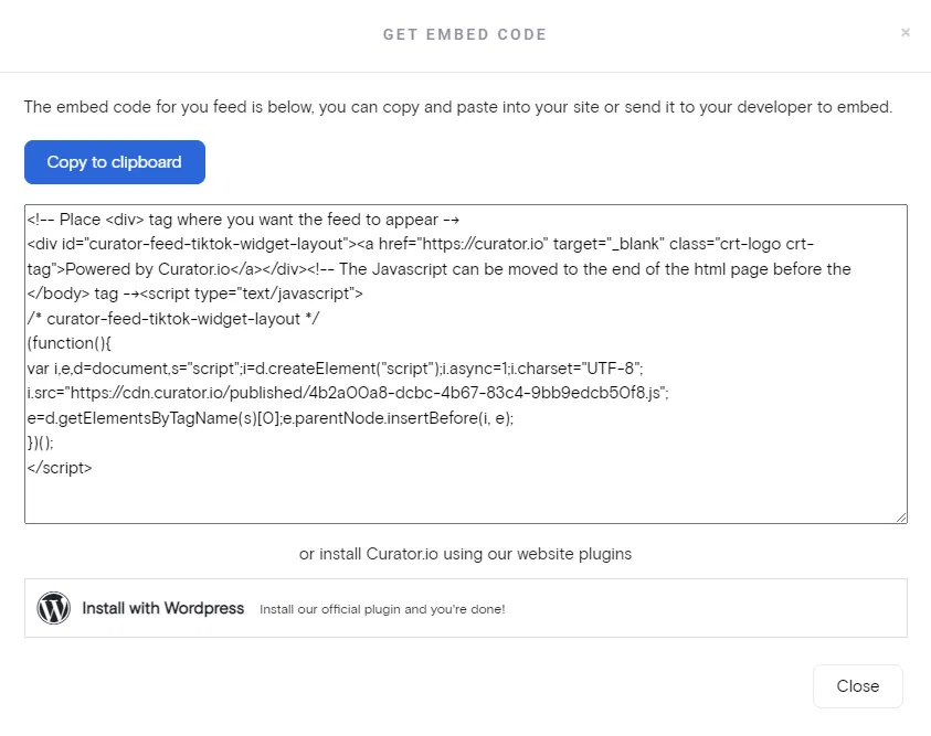 Get TikTok embed code