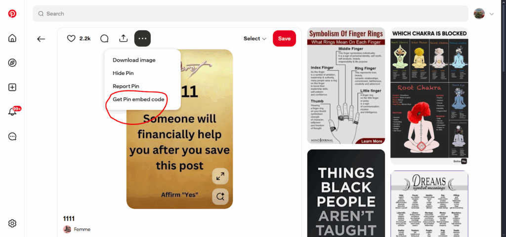 how to get embed code from pinterest
