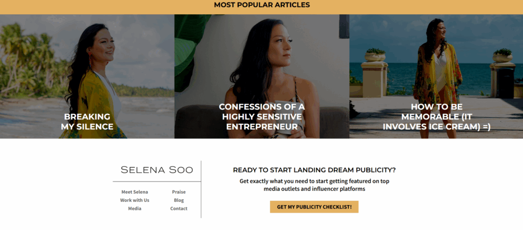 selena soo personal website example